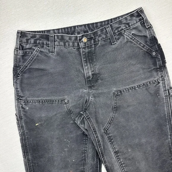 Vtg Y2K Carhartt Double Knee Carpenter Pants Womens 8 Relaxed Fit Black 32x29.5 - Picture 5 of 16